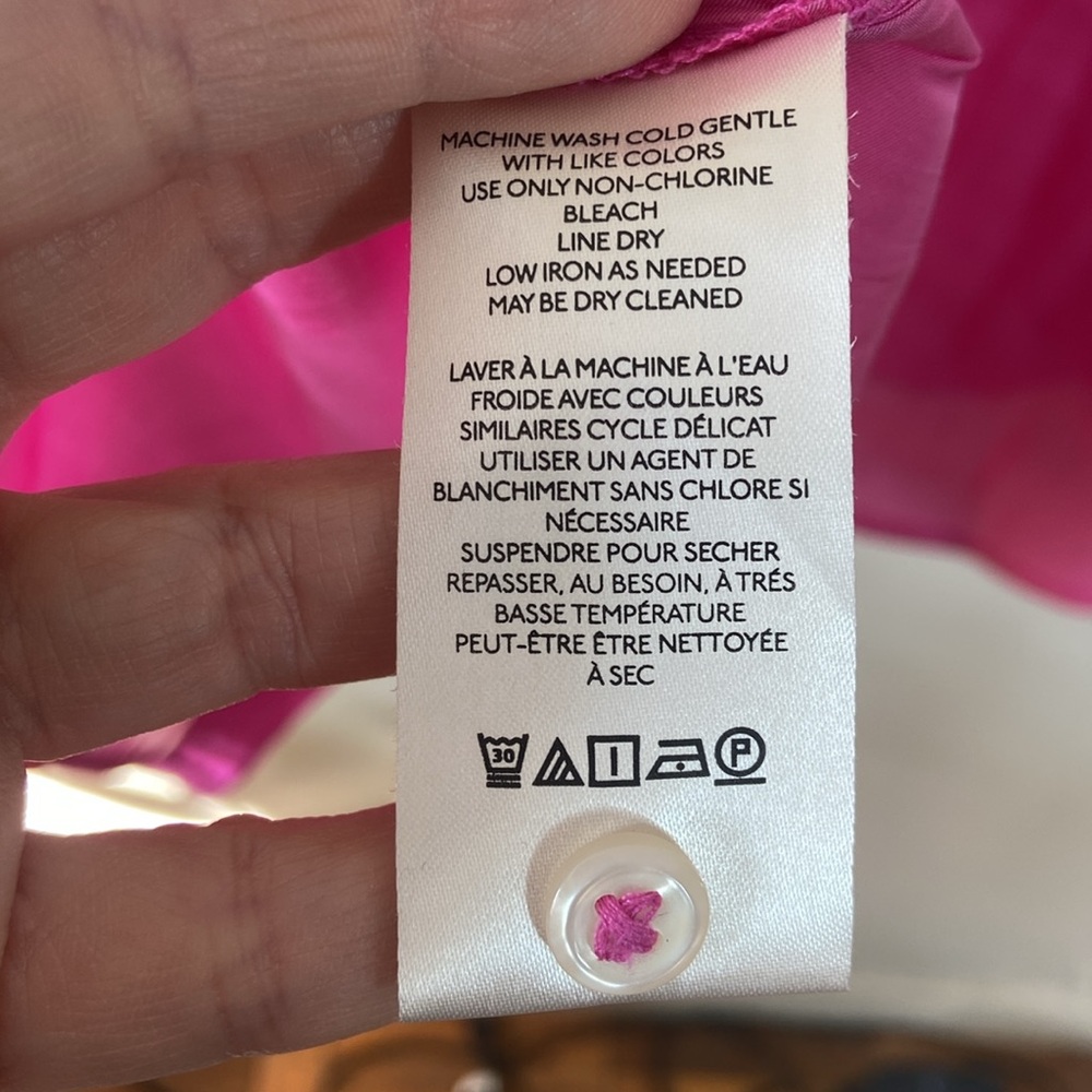 Anthropologie Hot Pink Iridescent Silky Women's Button Down XL Extra Large Satin - Picture 10 of 10